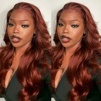 Perruques de cheveux humains Lace Frontal 13x6 et Lace Front 13x4, couleur brun rougeâtre, ondulées, pré-épilées, colorées, transparentes, densité 180% 2