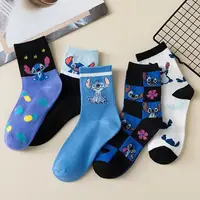 5 Pairs teenager spring Stitch Children's Socks Cartoon Design Boys Girls Cartoon Socks