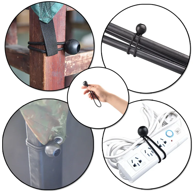 12pcs Bungee Cord Ball Tarp Canvas Tarpaulin Flagpole Ties Cord Ends Elastic Rope Lace Fixed Boat Pole Camping Tent Accessories bungee cords camping tent accessories