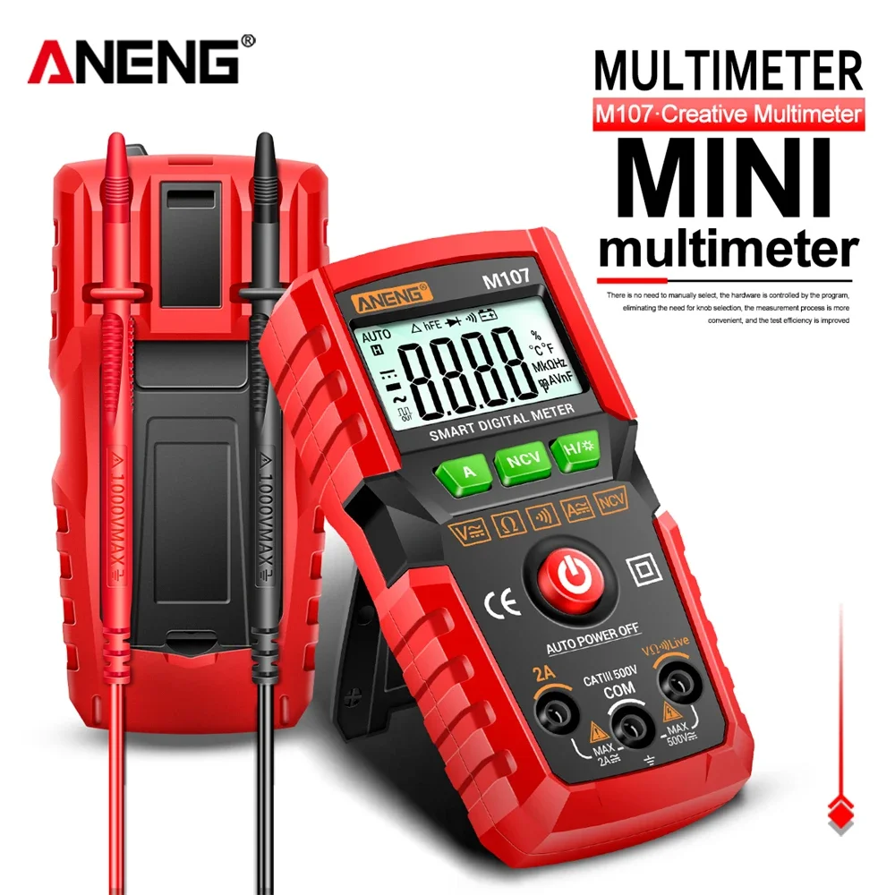 Aneng M107 Mini Multimetro Digitale 4000 Conteggi Tester Automatico Multimetro Digitale Test Professionale Test Elettrico