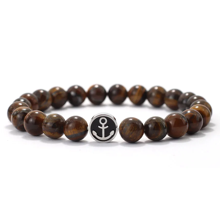 Stainless Steel Tiger Eye Stretch Bracelet for Men