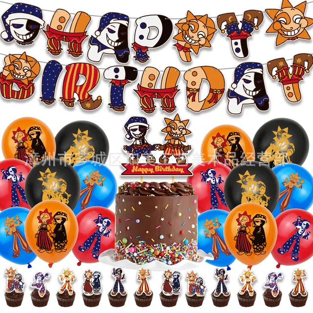 Party Supplies 5 Nights of Freddys Banner Cake Topper Cupcake Toppers  Balloons Stickers Keychains Figures FNAF Birthday Party Decorations Favors