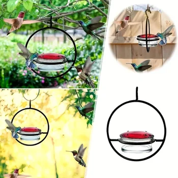 1pc//2pcs/3pcs Beautiful Hanging Hummingbird Feeder, Metal Bottle Humming Bird Feeder With Circular Metal Holder And Perch - Image 4