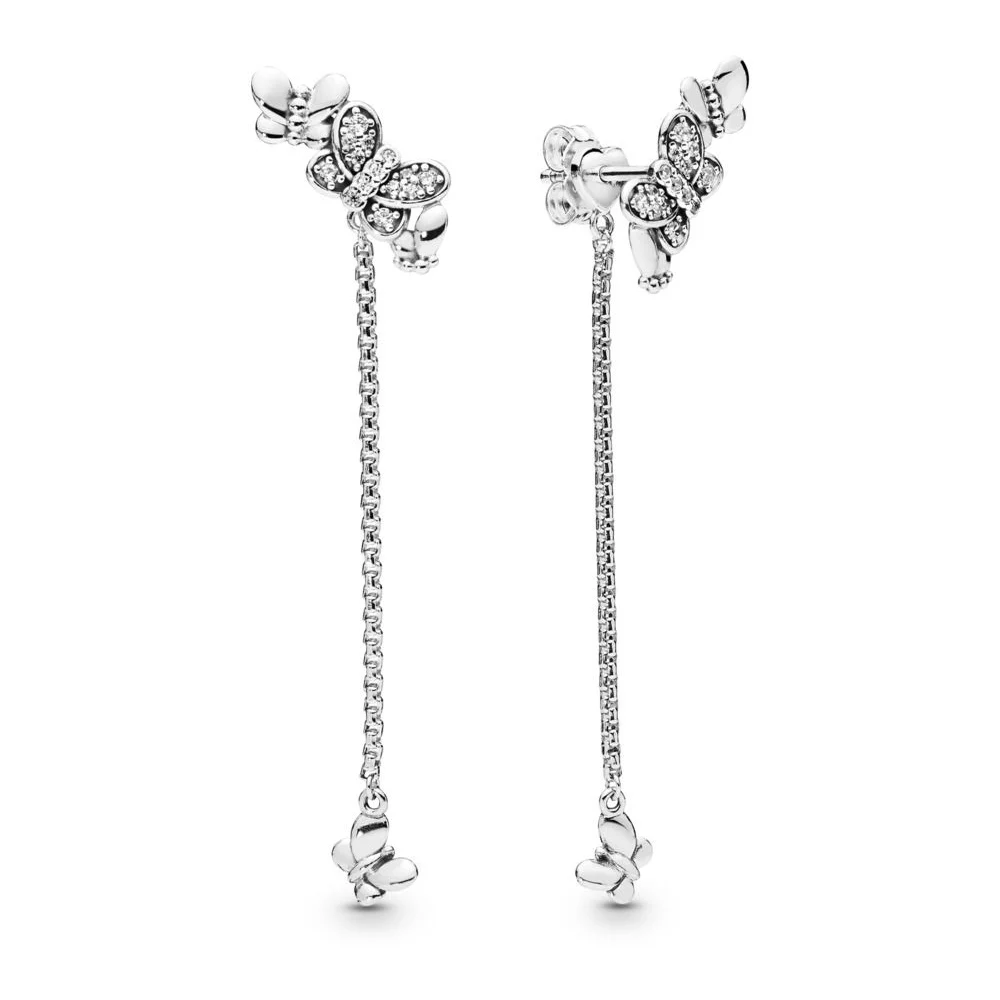 

Серьги-подвески женские из серебра 925 пробы с бабочками