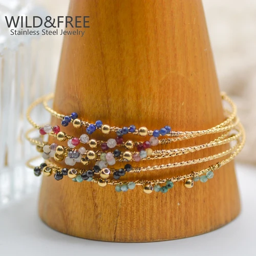 WILD & FREE Boho-여성을 위한 빈티지 컬러풀 비즈 팔찌, 골드 컬러 얇은 팔찌 참 유행 주얼리 2