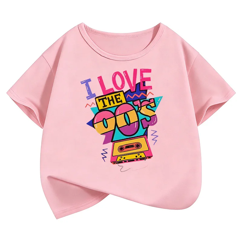 Retro I Love The 90s Funny Kids' Short Sleeve T-Shirt - Casual Summer/Spring Top