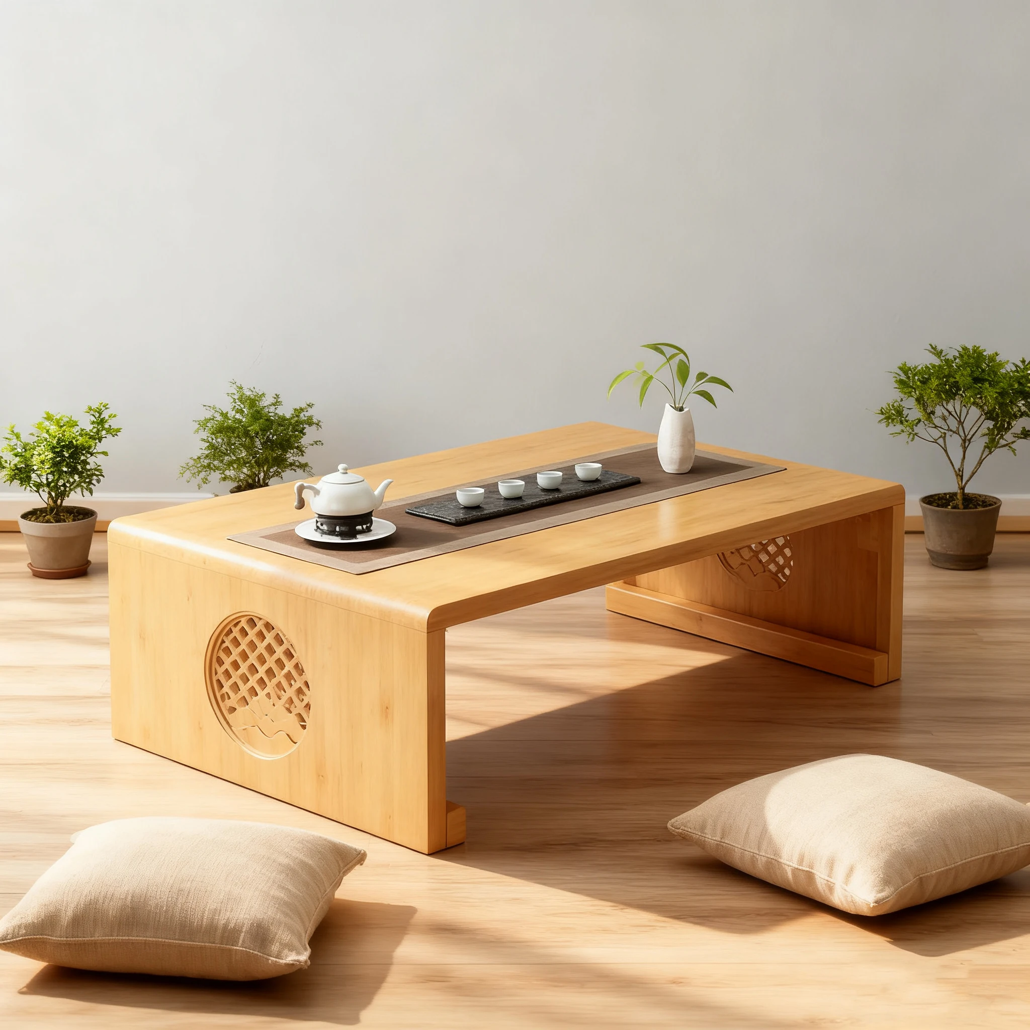 Foldable coffee table, Japanese-style low table, no assembly required, suitable for sitting on the floor, a low tatami table.