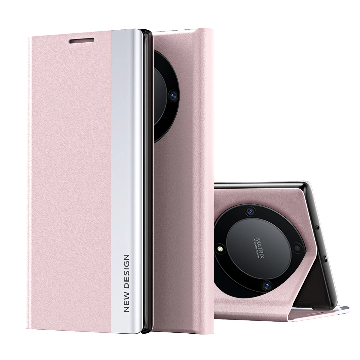 Deluxe Leather Plating Stand Flip Phone Case with Kickstand - Shockproof Cover