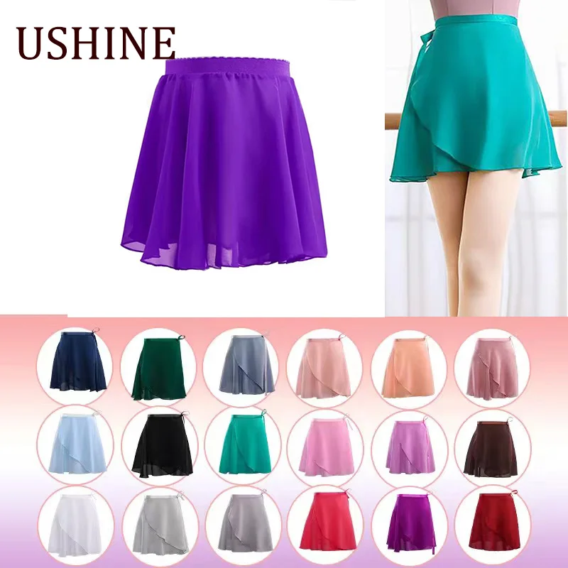 USHINE filles enfants Ballet jupe pure mousseline de soie Ballet Tutu rose enfants gymnastique justaucorps jupes danse jupe