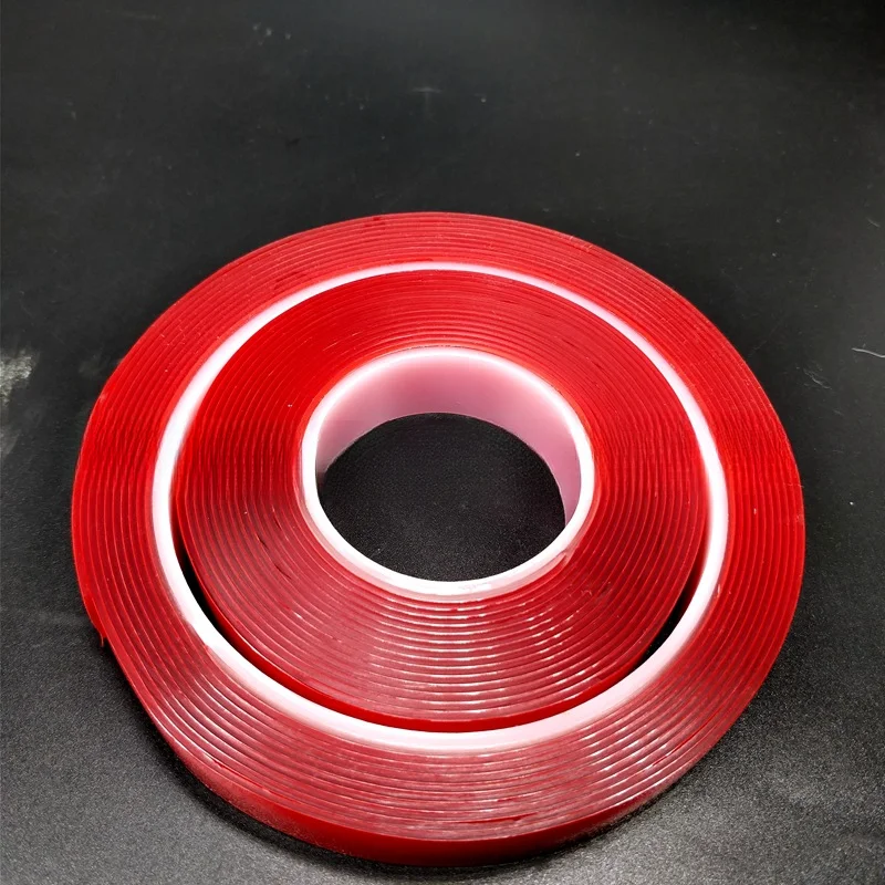 Ultra Thin Transparent Red Double-Sided Tape - Waterproof, High-Temperature Resistant, Strong Adhesion, No Marks - 2 Pack