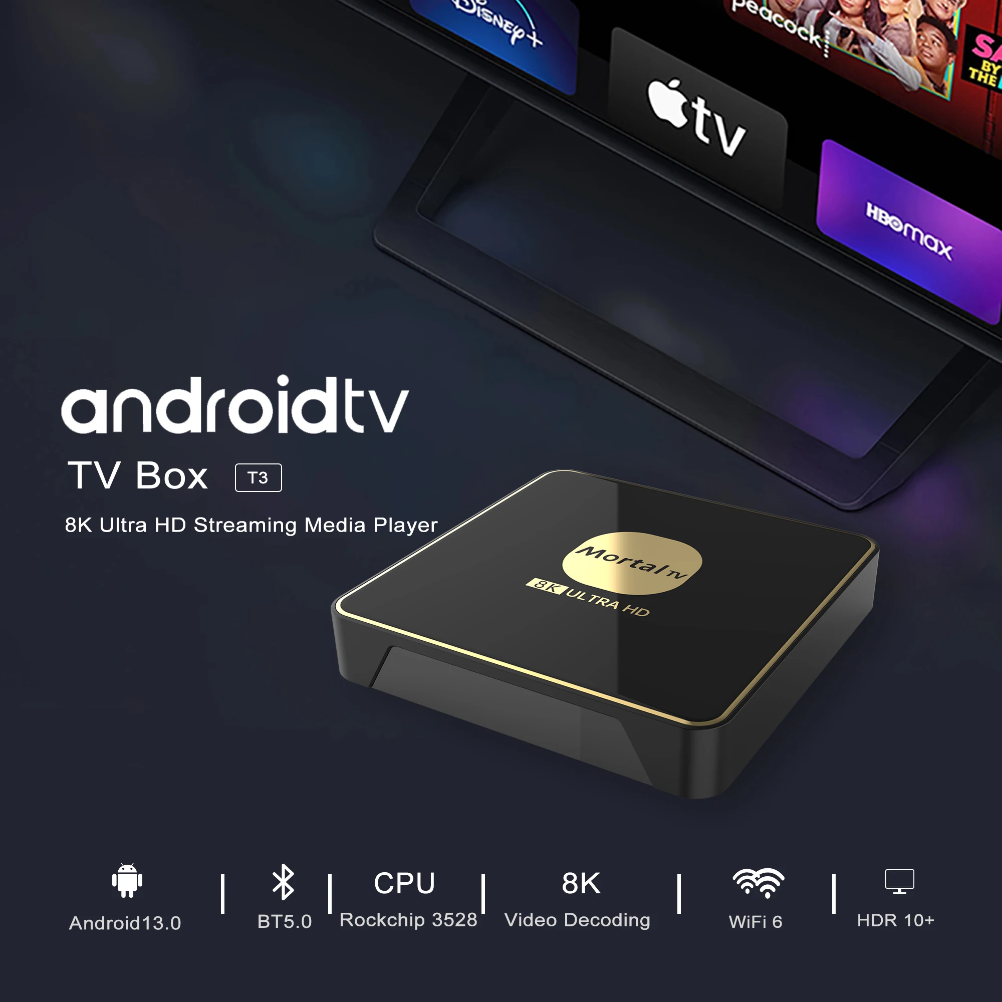 KANAVI Smart TV Box Android13 4K HDR10 с процессором Rockchip3528 Wi-Fi 6 64/128 ГБ Внутреннее хранилище HDMI-совместимый вид...