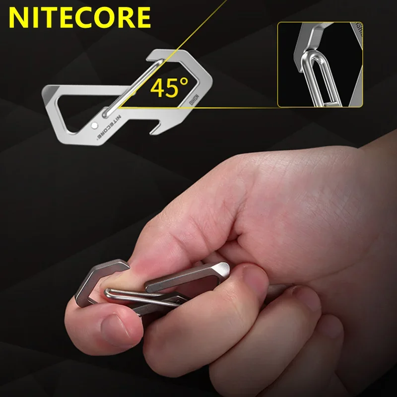Фото NITECORE NSH10, кнопка для подвешивания, слишком Многофункциональный титановый крючок, фигурка, 8 пряжек, подвесная пряжка, 45 градусов, эластичные пружинные ворота №3