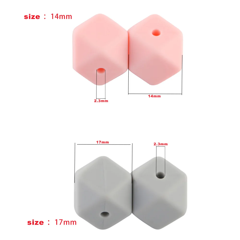 Set of 10 Pearl Hexagon Silicone Beads
