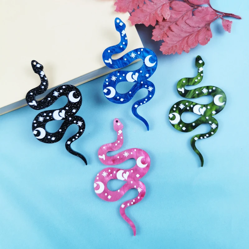 

JeQue 10pcs Sexy Moon Decorative Pattern Star Snake Acrylic Charms Big Size Punk Pendant For Earring Dangle DIY Jewelry Make