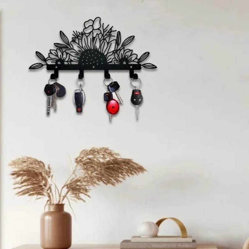 

Key Holder For Wall With 5 Hooks, Decorative Metal Key Row Hook Rack, Simple Creative Key Hooks