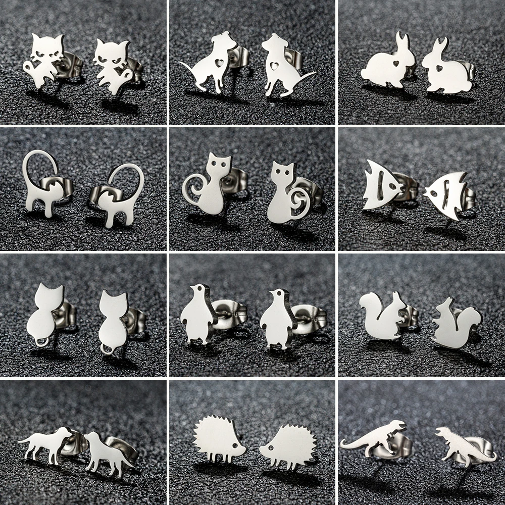 Neue Mode süße Katze kleine Ohrringe für Frauen einfache Haustier Kitty Edelstahl Ohr Piercing Ohr stecker Zubehör Schmuck