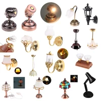 1/12 Scale Mini LED Lighting Miniature Dollhouse Ceiling Lamp Wall Light Pretend Play Doll Furniture Accessories Toy 1