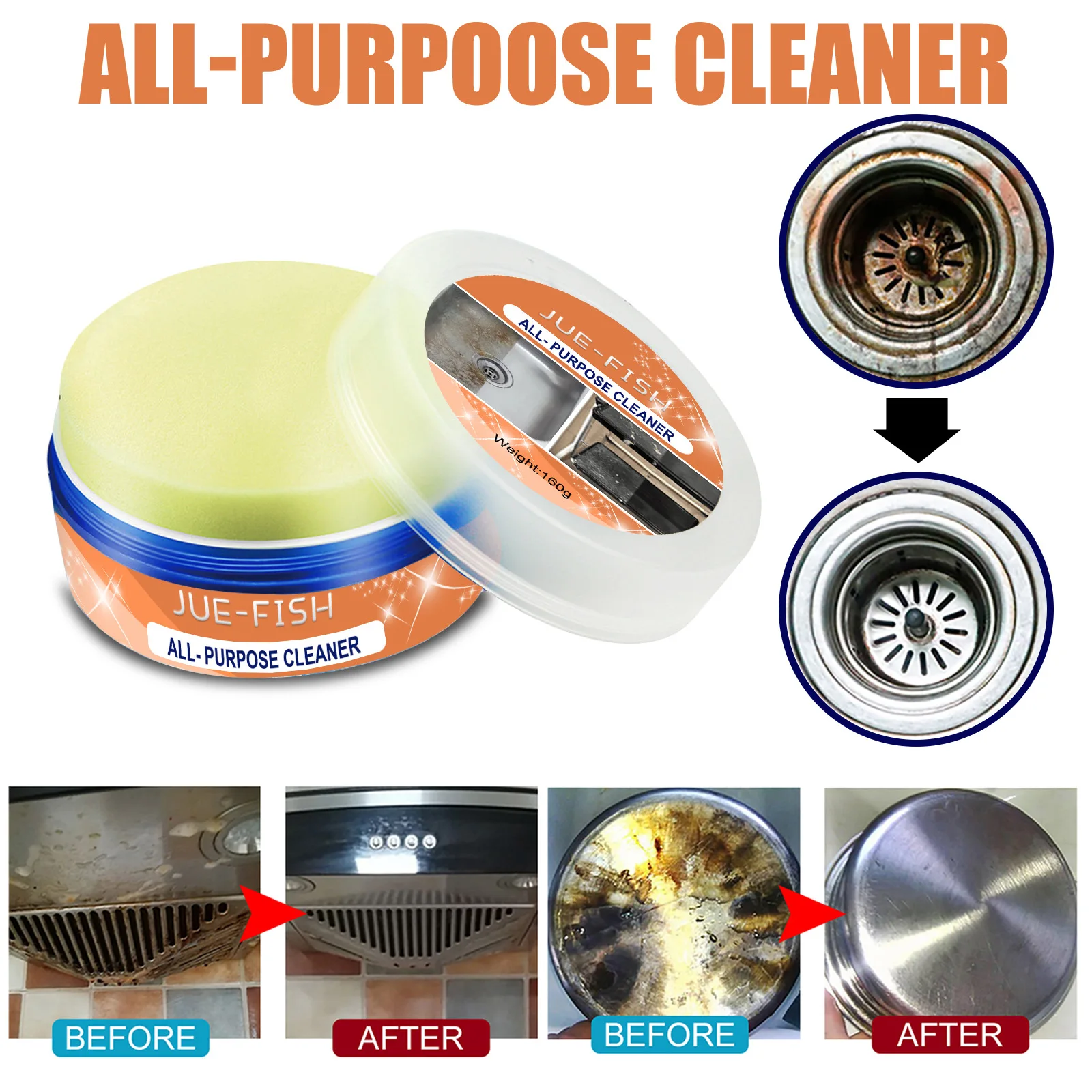 Kitchen Cleaning Paste Cooktop Degreasing Cookwares Oil Cleaning Pot Bottom Scale Remover Rust Clean All Purpose Grease Cleaner