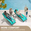 Patio Chaise Lounge Sets Outdoor Rattan Adjustable Back 3 Pieces Cushioned Patio Folding Chaise Lounge with Folding Table 1