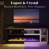 75” Fireplace TV Stand with 60” Electric Fireplace, Chunky Entertainment Center with Wood Grain, Color Clash Entertainment Stand 2