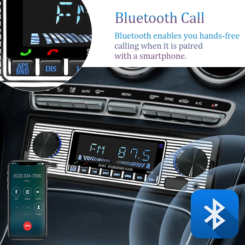 Car Audio Radio 1din Bluetooth FM Receiver MP3 Stereo Player 12V ISO Power With