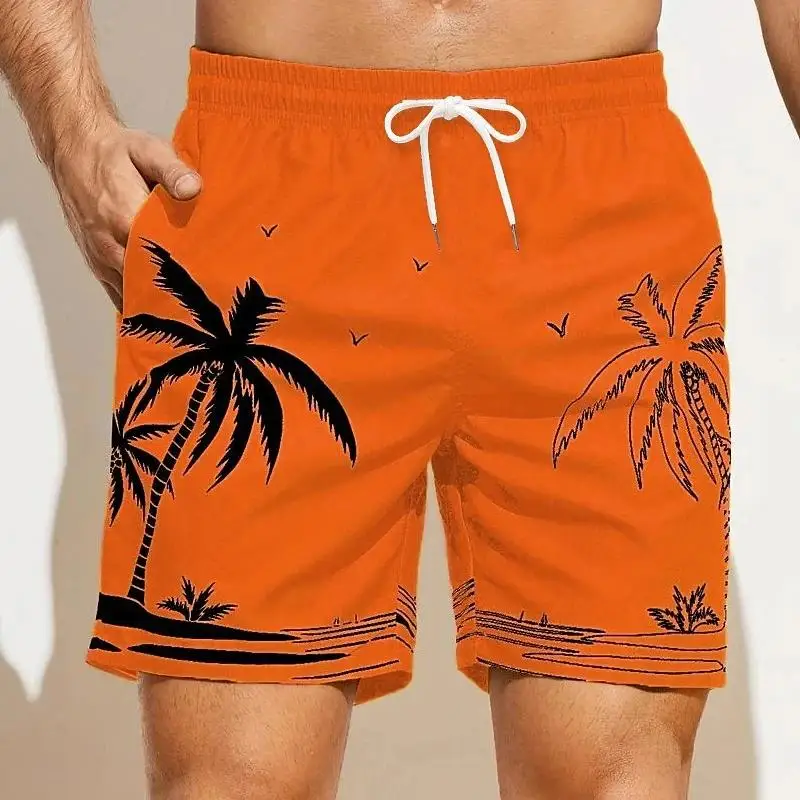 Summer Men's Shorts Quick Drying Hawaii Holiday Sports Swimming Trunks Fashion 3D Coconut Tree Printed Loose Sports Shorts 6XL 2