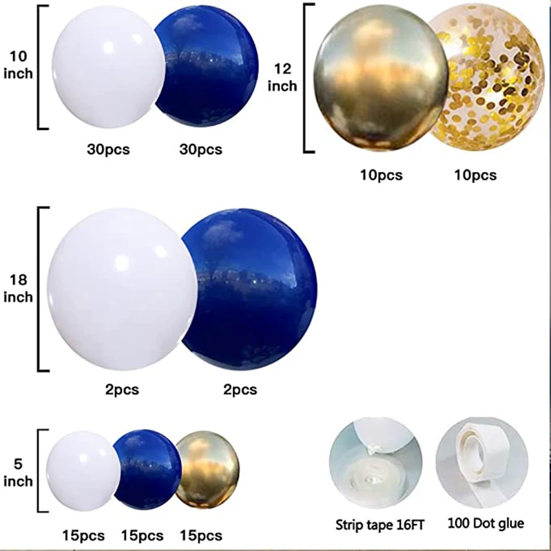 Palloncini Trasparenti 10 Pz 12" Coriandoli Blu Kit Festa Party Decorazione - Foto 8