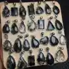 Unit One Piece 925 Silver With Natural Black Rutilated Hair Quartz Gemstone Crystal Teardrops Pendant For Gift 6