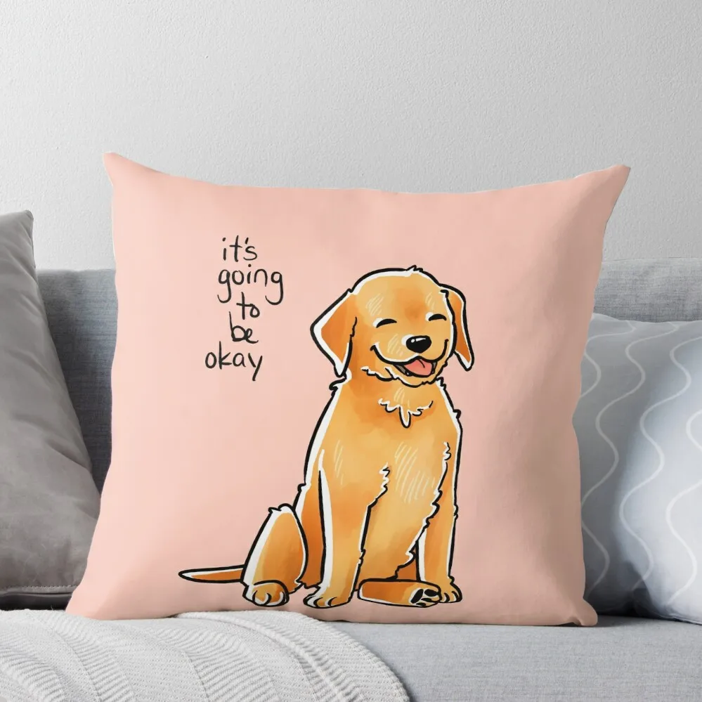

It Will Be Okay Puppy Throw Pillow Marble Cushion Cover Sofa Decorative Covers ornamental pillows for living room