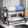 Dish Drying Rack 3-Tier Compact Kitchen Dish Rack Drainboard Set Large Rust-Proof Dish Drainer Holder Kitchen Racks 3