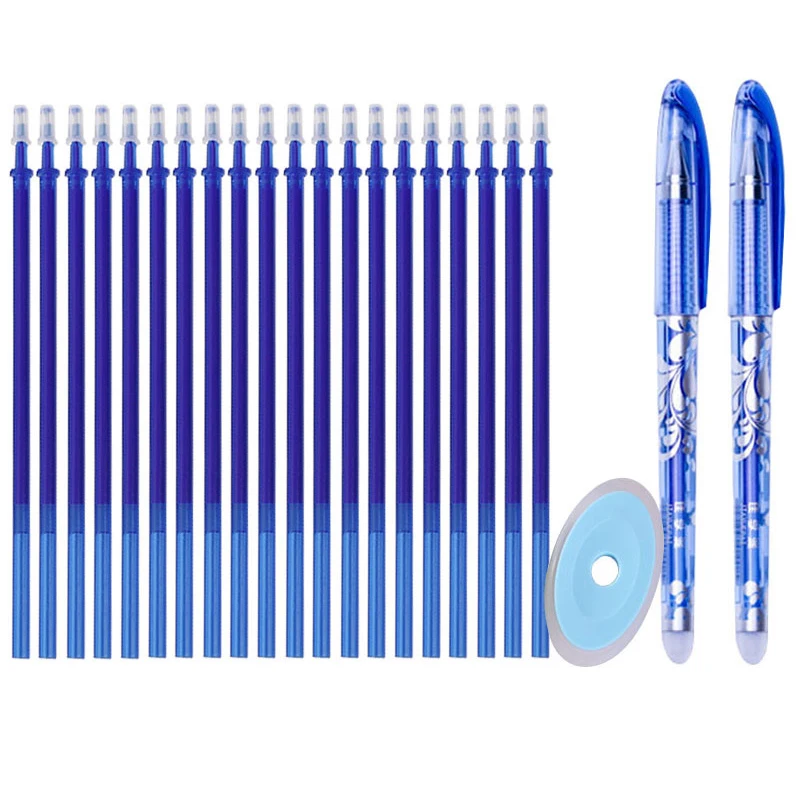 Erasable Neutral Pens 23PCS Elementary School Erasable Pens Washable Rods Blue Washing Gel Write Erase Pens Ink Refills Stationery