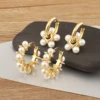 Nidin lumière luxe à la mode fleur/forme ronde perle boucles d'oreilles pour femmes femme 3 Styles choix Chic oreille bijoux cadeau d'anniversaire