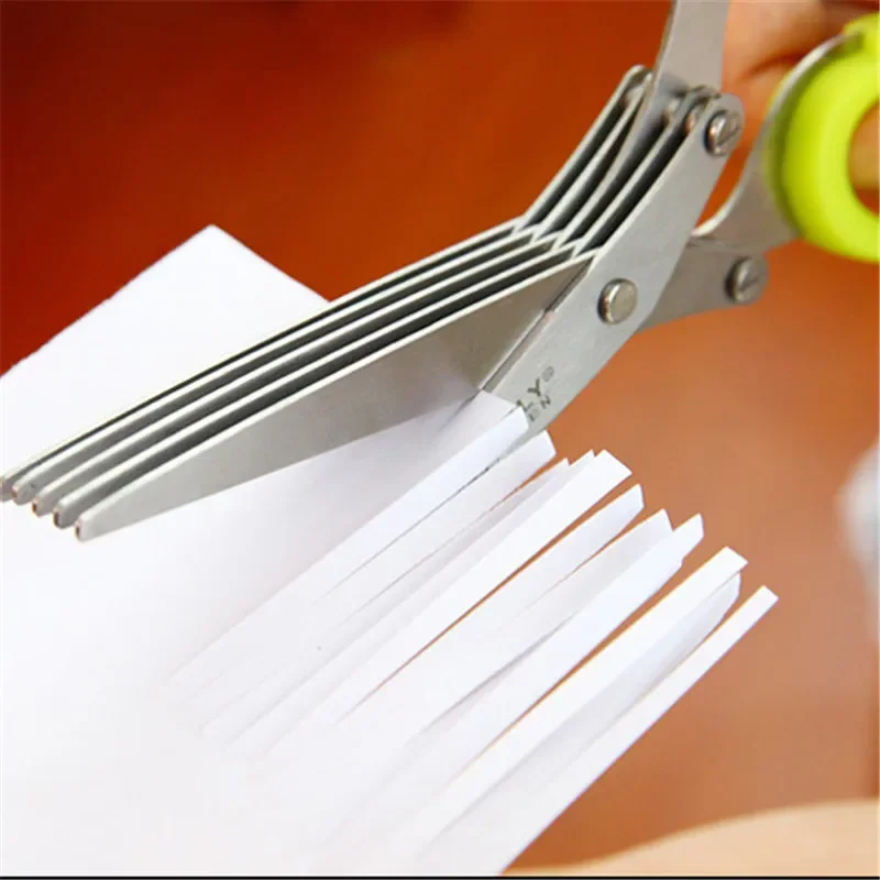 Multi-functional Stainless Steel 3/5 Layer Kitchen Scissors Pepper Shredded Chopped Scallion Cutter Laver Cut Cooking Tool