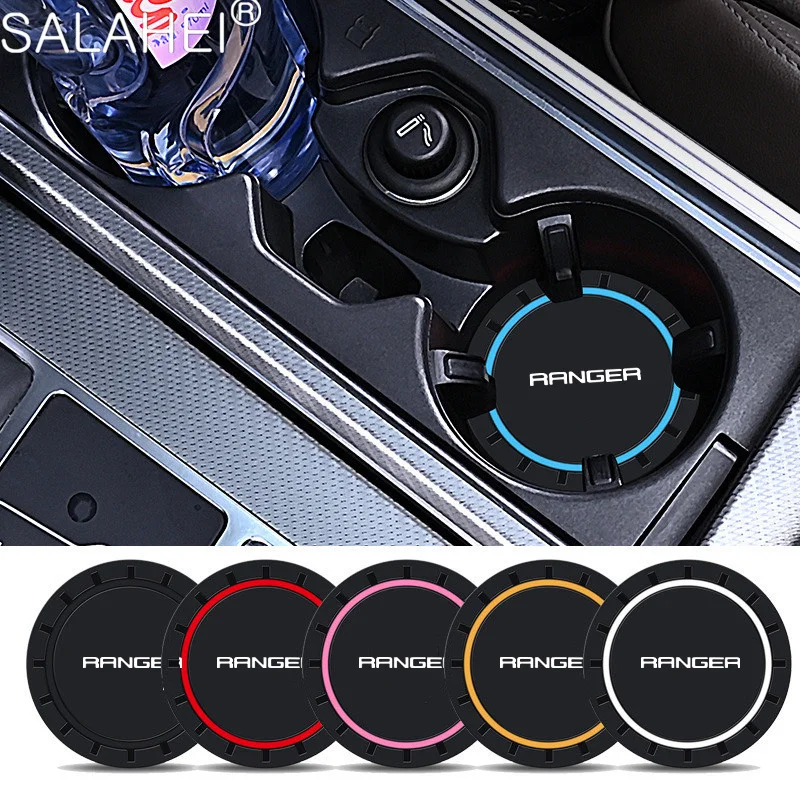 Car Coaster Pads Cup Holder Coasters 2PC PVC Silicone Car Coaster Water Cup Bottle Holder Mat Anti-slip Pad For Ford Ranger T5 T6 T7 T8