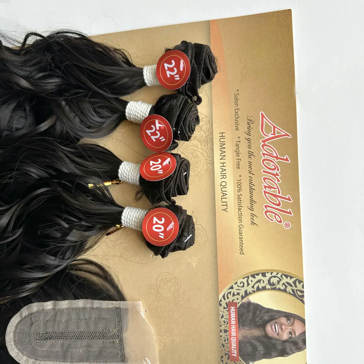 Adorable French Curl One Pack Solution,Packet Synthetic Hair Bundles With 2*4 T Part Hand Made Curly Lace Closure SPLENDOUR 4PCS