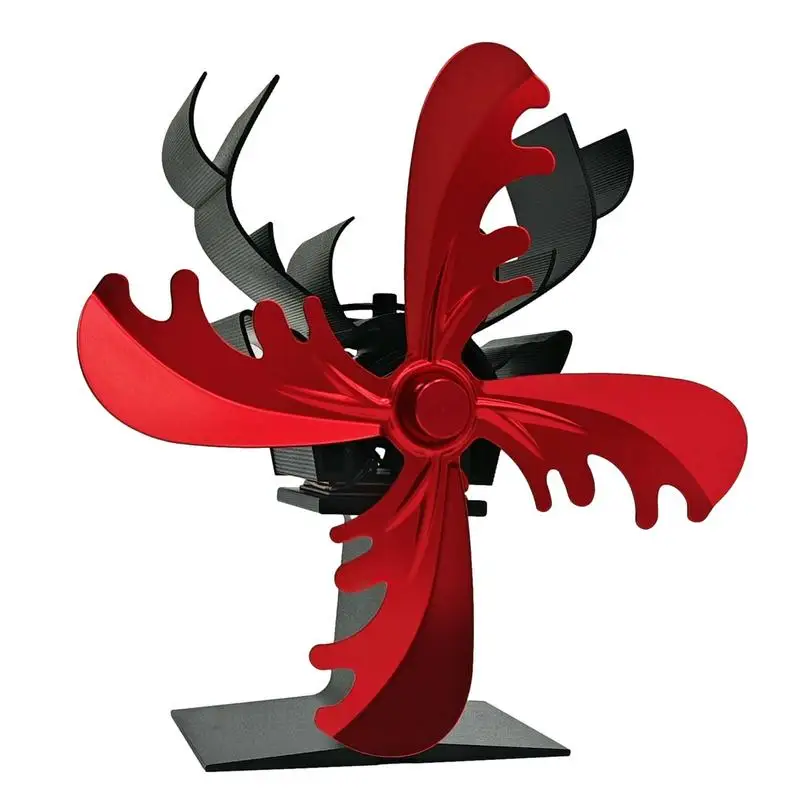 

Stove Fan For Wood 4 Leaf Fireplace Blower Stove Fan Reindeer Shaped Thermal Fan Wood Stove Accessories Pellet Stove Fan