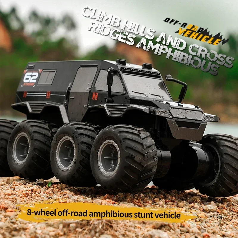 JJRC Q137 8WD RC Car 2.4G Amphibious 8 Wheel Remote Control Truck Climbing Off Road Waterproof Armored Vehicles Children's Toys