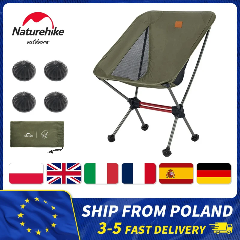 Chaise camping ultralégère Naturehike avec embouts boules pour pêche sur terrains instables