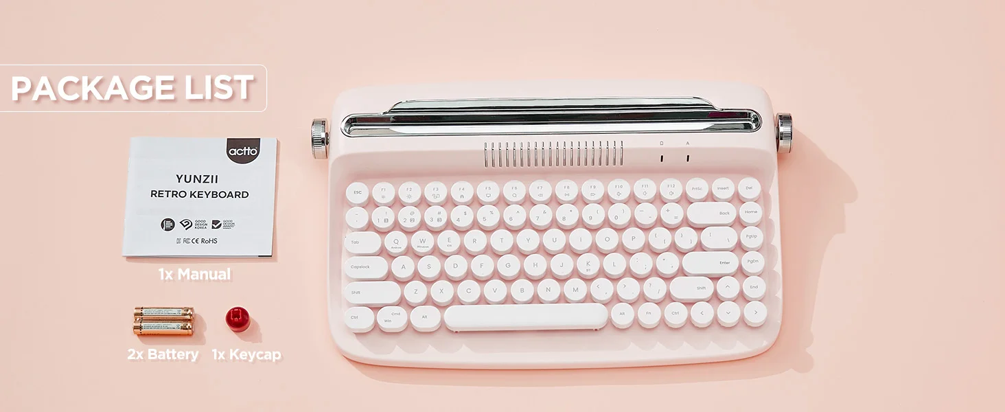 Bluetooth, teclado estético, suporte integrado para vários