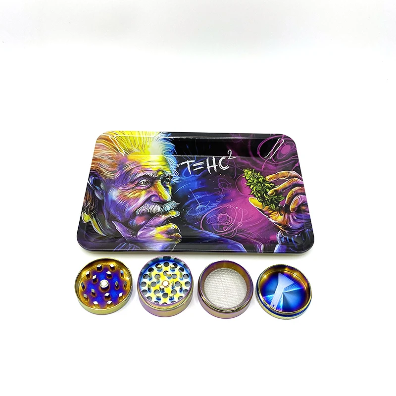 Smoking Accessories 18X12.5CM Metal Rolling Tray 40mm Herbal Tobacco Grinder Pepper Pot Spice Mill Zinc Alloy