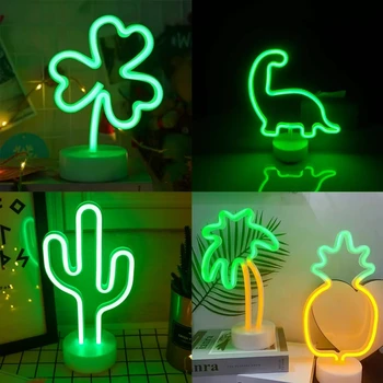 Green and Yellow LED Neon Sign with Base – Multiple Designs