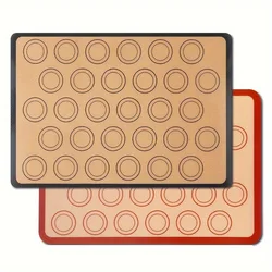 Reusable Non-Stick Silicone Baking Mat - Heat Resistant Half Sheet for Ovens and Macarons Baking (Red and Grey)
