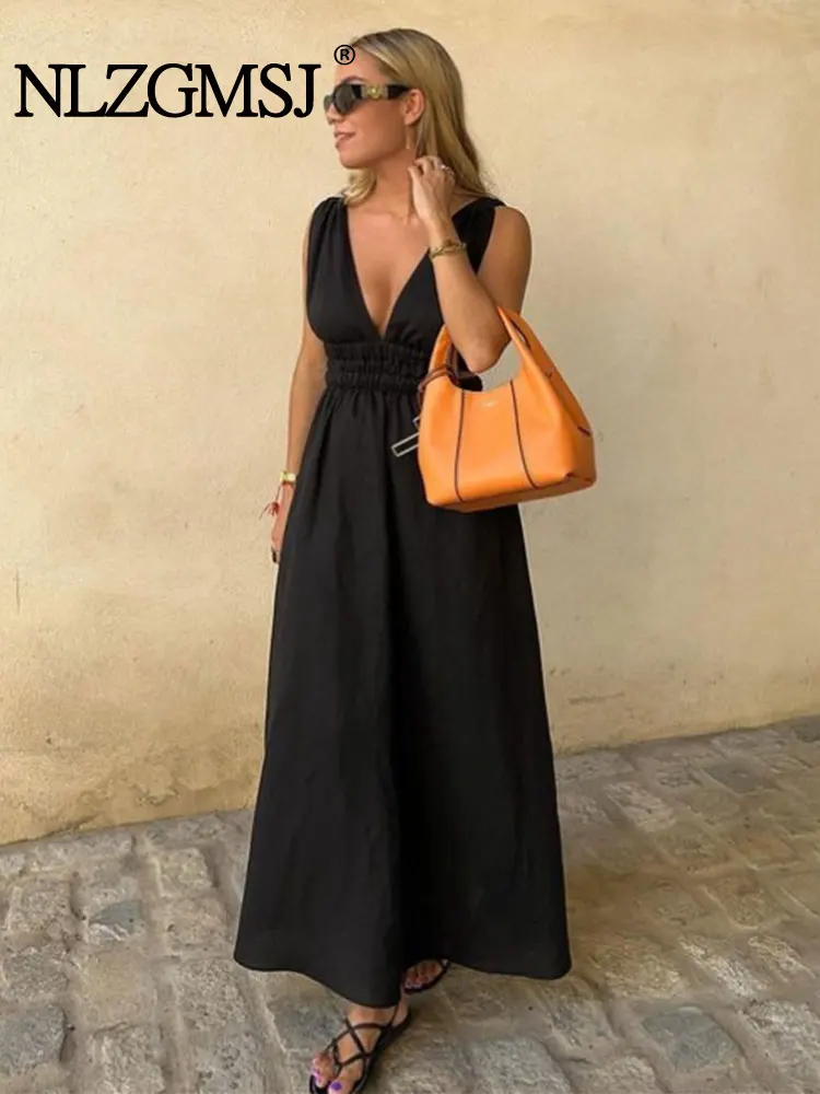 Vestido Largo Sexy Con Espalda Descubierta En V Para