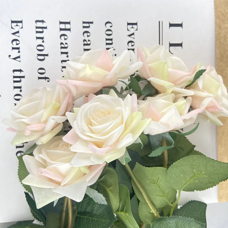 12pcs/Lot Rose Latex Artificial Flowers Real Touch Rose Flowers Home Decorations for Wedding Birthday Party Decor Branch Bouquet - Image 3