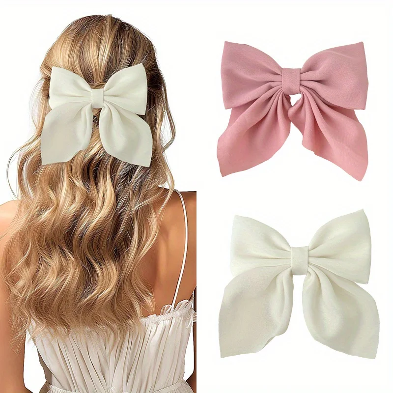 2/3/4/5 Stück Mädchen-Modefarben, kurze Schleifen-Haarspangen, weiche Haarnadeln mit klassischem Schwanz, Vintage-Haarspange aus Metall, Seidenstirnband, E – Detail 5