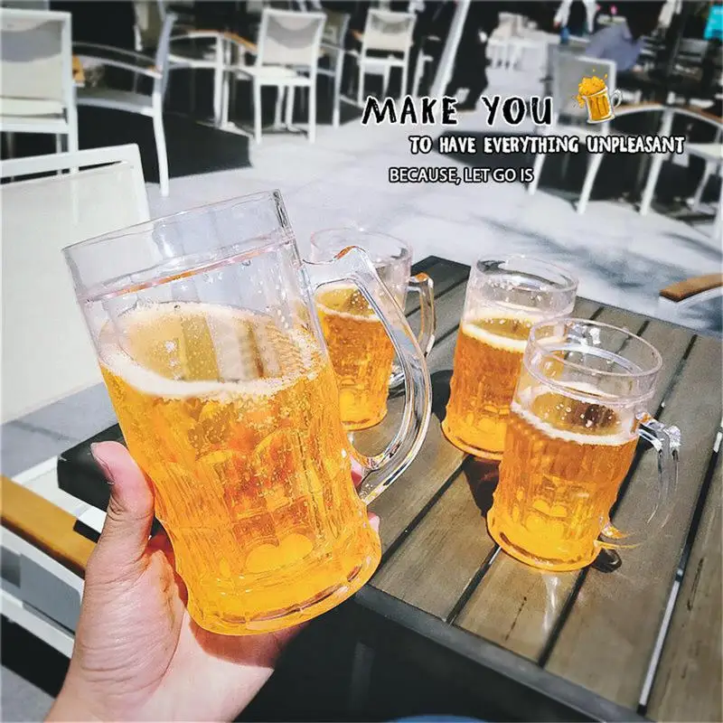 Boccale Da Birra Finto 450 Ml – Doppio Strato In Plastica Con Manico – Per Scherzi, Feste E Decorazione Estiva