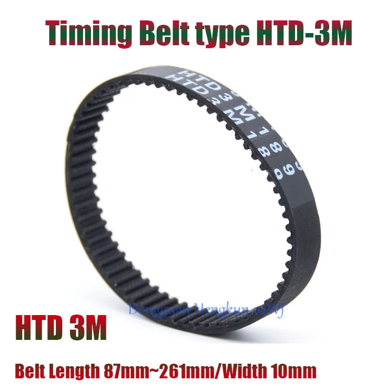 HTD 3M Belt Width 10mm Timing Belt Length 87mm-261mm Number Of 29Teeth~87Teeth Closed Loop Rubber HTD 3M Synchronous Belt 10mm htd 3m timing belt width 10mm length 132mm 288mm number of 44teeth 96teeth closed loop rubber htd 3m synchronous belt 10mm