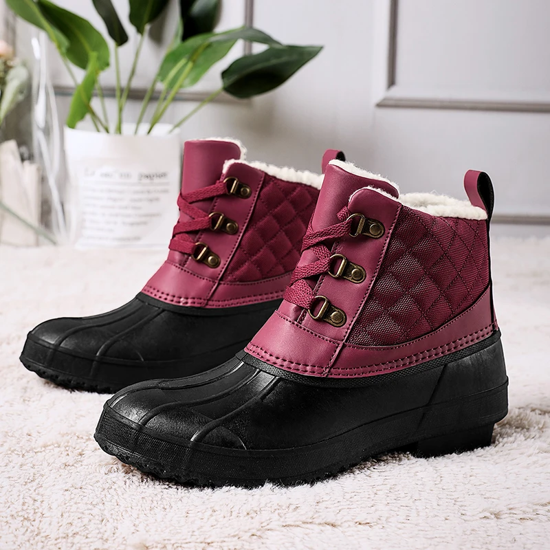 

Women's casual snow boots winter warm plush outdoor work boots fashion soft soles anti slip waterproof comfortable cotton shoes