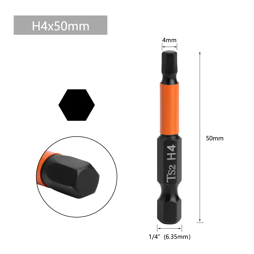 1PC Magnetische Sechskant-schraubendreher Bit H1,5-H6 Schnell Ändern Schlagschrauber Bohrmaschine Bits Set 1/4 Zoll Sechskantschaft 50mm Länge – Detail 14
