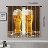 2pcs, Curtain Popular 2D print Humorous Beer Glass Versatile Polyester (without rod) Art Deco Festive Perfect for Living Room, 3